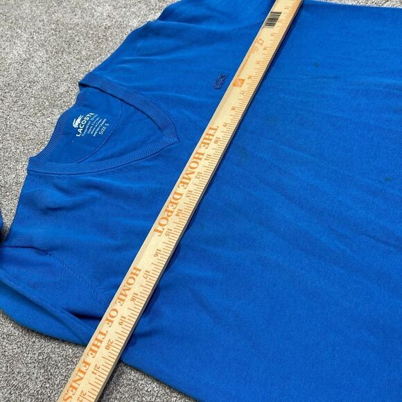 Lacoste mens v-neck pullover sweater sz 5 blue long sleeve (flaws) - Picture 5 of 12